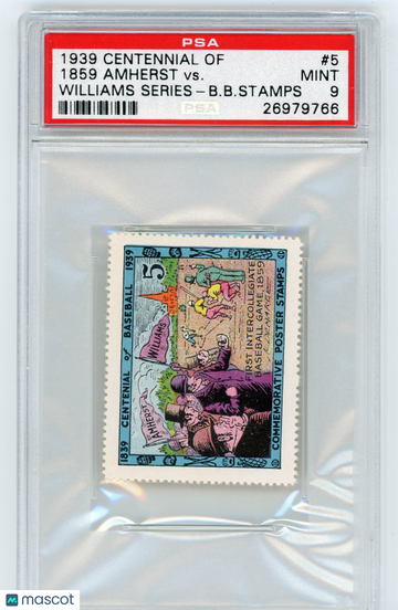 1939 Centennial Of Baseball Stamps 1859 Amherst VS. Williams Series #5 PSA 9