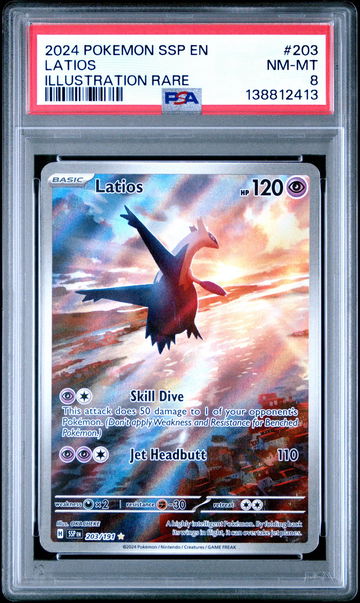 2024 Pokemon Scarlet and Violet Surging Sparks Illustration Rare Latios #203 PSA 8
