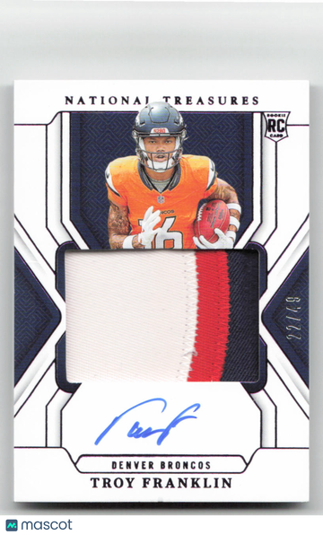 2025 Panini National Treasures Troy Franklin #168 /49 Short Print Rookie Patch RC Memorabilia