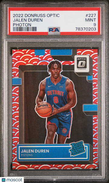 2022 Panini Donruss Optic Jalen Duren #227 Photon PSA 9