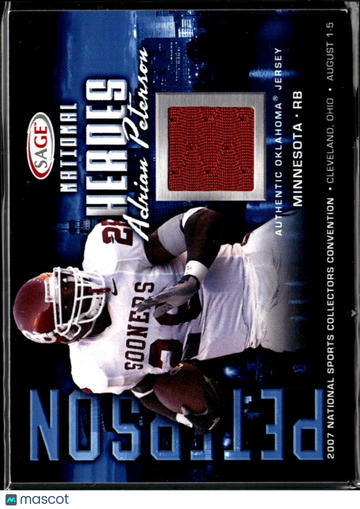 Adrian Peterson 2007 SAGE National Heroes Authentic Oklahoma Jersey Oklahoma Sooners