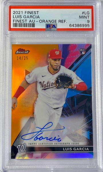 Luis Garcia RC /25 Auto 2021 Topps Finest Orange Refractor PSA 9
