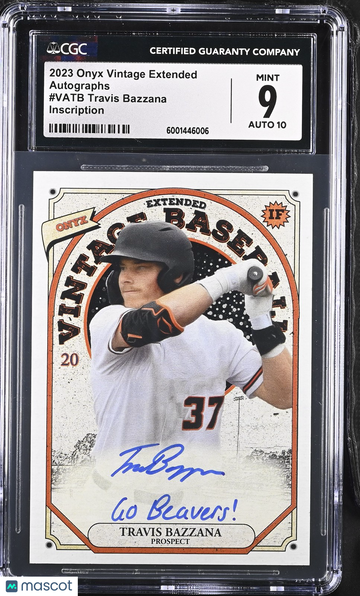 2023 Vintage Extended Travis Bazzana #VATB Autographs Inscription CGC 9 Auto 10