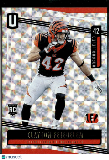 Clayton Fejedelem 2019 Panini Unparalleled RC Hyper Cincinnati Bengals