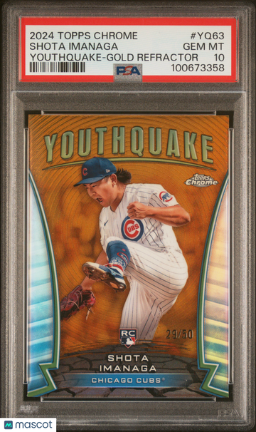 2024 Topps Chrome Youthquake Shota Imanaga #YQ63 Gold Refractor /50 PSA 10
