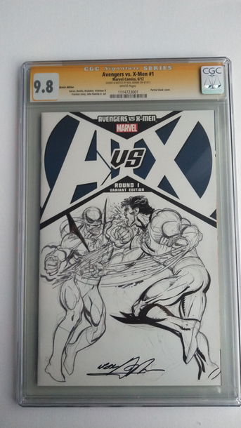 Avengers VS X-Men #1 Blank Cover variant. Neal Adams signed & sketched cover by Neal Adams 