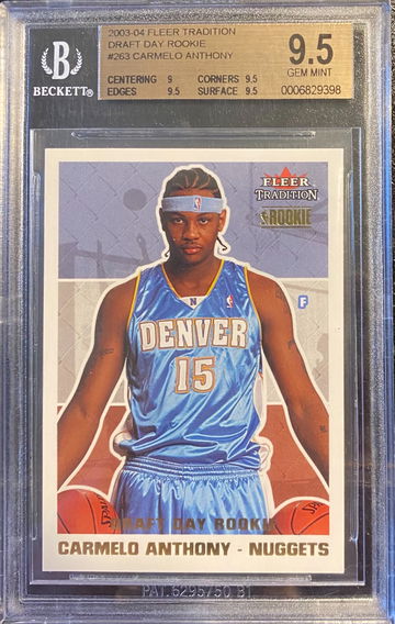 2003 Fleer Tradition Carmelo Anthony “ Draft Day “ Rc #’d /375 BGS 9.5 