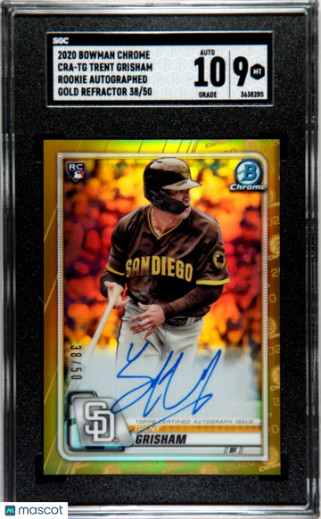 2020 Bowman Chrome Trent Grisham #CRA-TG Rookie Autograph Gold Refractor SGC 9 Auto 10