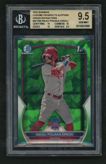 2023 Bowman Chrome Sapphire Green Refractor Nikau Pouaka-Grego #BCP-89 BGS 9.5