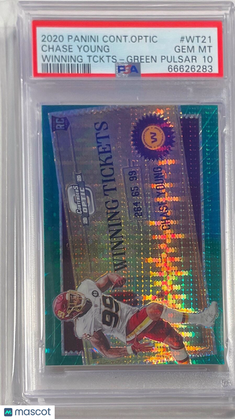 2020 Panini Contenders Optic Winning Tickets Chase Young #WT21 Tckts Green Pulsar PSA 10