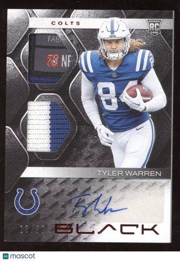 2025 Panini Black Football Tyler Warren #RSM-TWN /20 RC Memorabilia