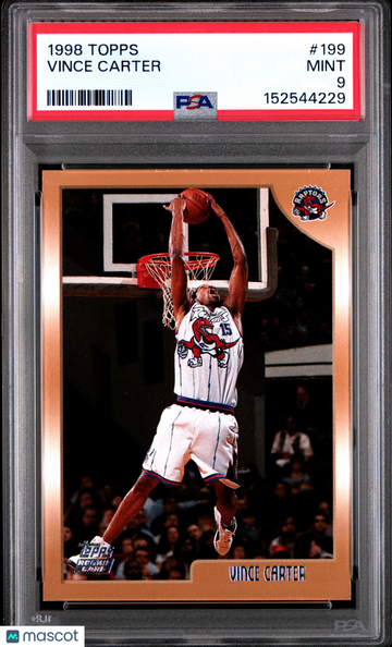 1998 Topps Vince Carter #199 [Base] Short Print HOF Nicely Centered Mint Rookie Base Set Low Pop PSA 9