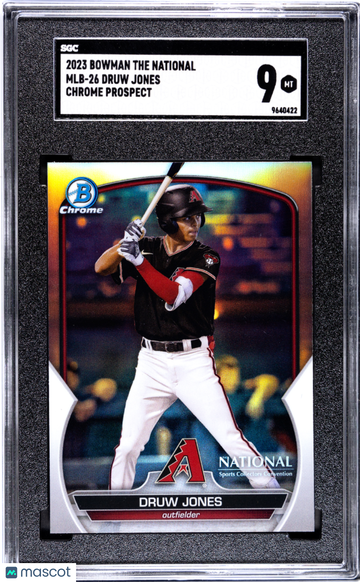 2023 Bowman The National Druw Jones #MLB-26 CHR. Pros. SGC 9