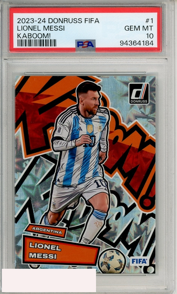 2023-24 PANINI DONRUSS FIFA KABOOM! LIONEL MESSI #1 PSA 10 GEM MT