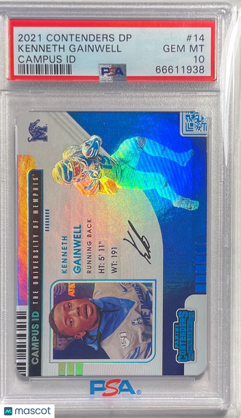 2021 Panini Contenders Draft Picks Campus Id Kenneth Gainwell #14 PSA 10