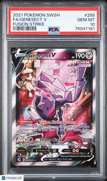 2021 Pokemon Sword & Shield Fusion Strike Genesect V PSA 10 #255/264