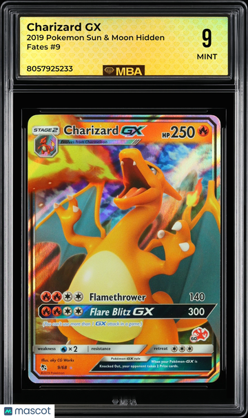2019 Pokemon Sun & Moon Hidden Fates Charizard GX #9 MBA 9