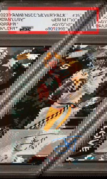 2023 Panini NSCC Silver Packs Jordan Love AUTO Cracked Ice 25/25 PSA 10/AUTO 10