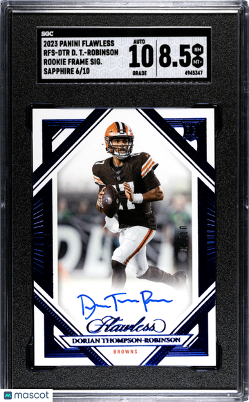 2023 Panini Flawless Dorian Thompson-Robinson #RFS-DTR Rookie Frame Sigs. Sapphire SGC 8.5 Auto 10