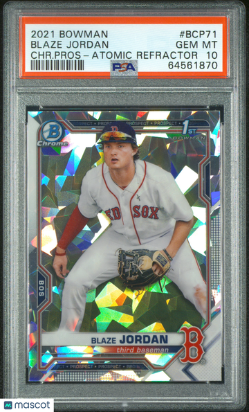 2021 Bowman Chrome Prospects Blaze Jordan #BCP71 CHR. Pros Atomic Refractor PSA 10