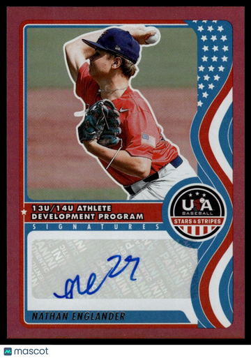 2025 Panini Stars and Stripes USA Baseball Nathan Englander #NTS-NE 13U/14U National Team Signatures Red SN AU