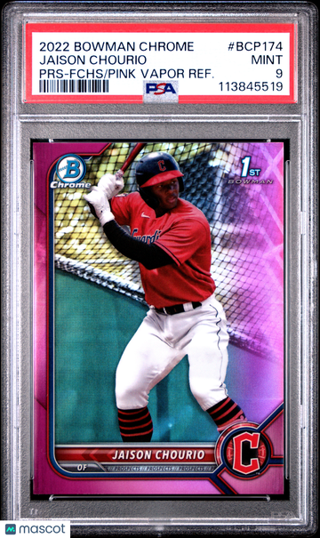 2022 Bowman Chrome Prospects Jaison Chourio #BCP174 PRS Fchs Pink Vapor Refractor PSA 9