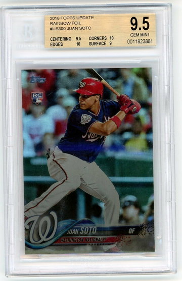 JUAN SOTO 2018 Topps Update Rainbow Foil Rookie Card RC BGS 9.5 Gem Mint #US300