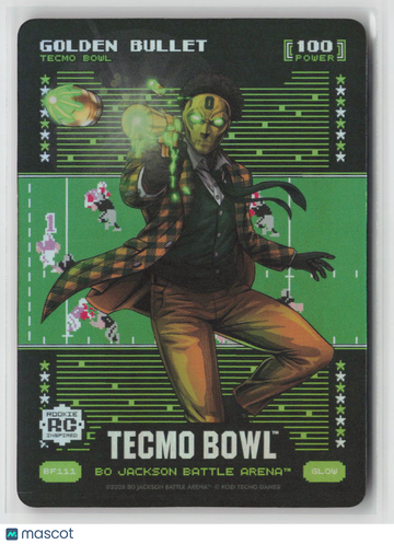 2026 Bo Jackson Battle Arena Tecmo Bowl Golden Bullet #BF111 Battlefoil Glow 100 Power Ultra Rare RC