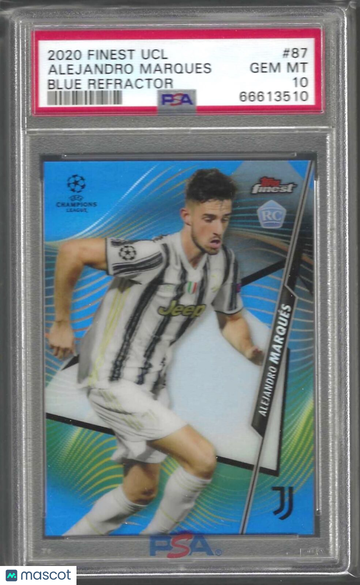 2020 Topps Finest UEFA Champions League Alejandro Marques #87 Blue Refractor PSA 10