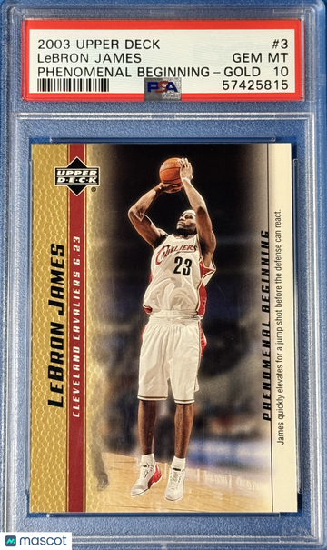2003 Upper Deck LeBron James Phenomenal Beginnings LeBron James #3 Gold Rookie PSA 10