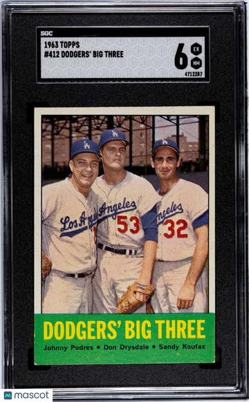 1963 Topps Dodgers' Big Three #412 SGC 6