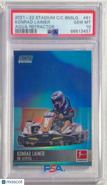 2021 Topps Stadium Club Chrome Bundesliga Konrad Laimer #61 Aqua Refractor PSA 10