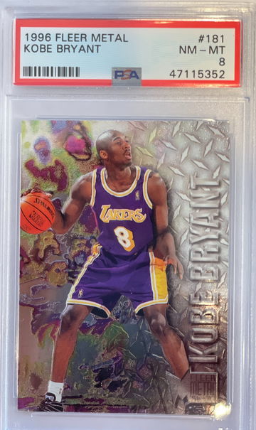 Kobe Bryant RC Rookie GOAT 1996 Fleer Metal 181 PSA 8 NM-MT