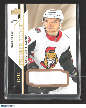 2018 Upper Deck Premier Hockey Maxime Lajoie #60 /15 Fight Strap Memorabilia