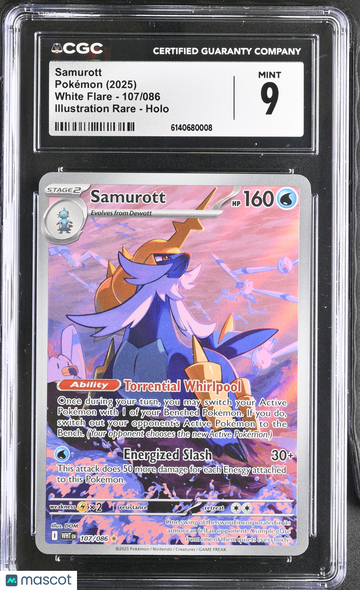 2025 Pokemon White Flare Samurott Holo Illustration Rare Illustration Rare CGC 9 #107/086