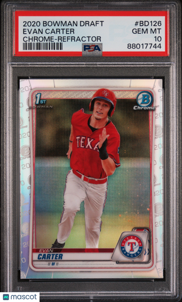2020 Bowman Draft Evan Carter #BD126 Chrome Refractor PSA 10