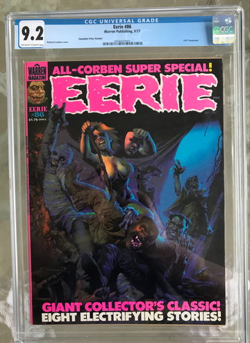 EERIE #86 CGC 9.2 -- O/W to W PAGES! CANADIAN PRICE VARIANT! RICHARD CORBEN ISH!