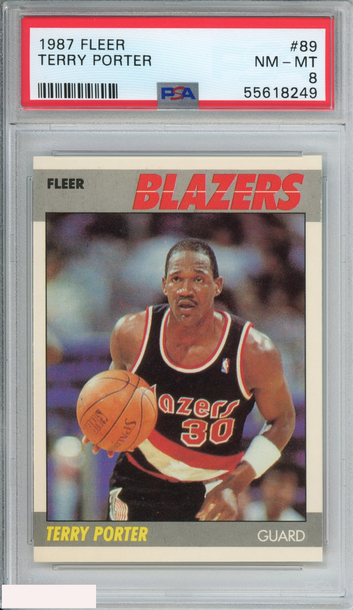 1987 FLEER TERRY PORTER #89 ROOKIE RC PORTLAND TRAIL BLAZERS PSA 8 NM-MT