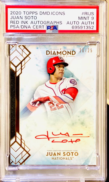 Juan Soto Red Ink Auto PSA 9 POP 1 2020 Diamond Icons /25