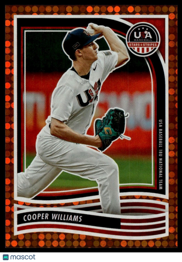 2024 Panini Stars & Stripes USA Baseball Cooper Williams #57 Orange SN