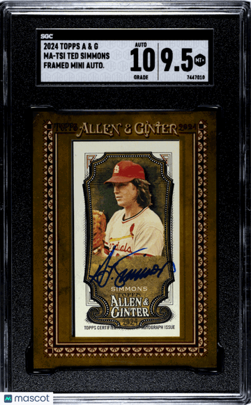 2024 Topps Allen & Ginter Ted Simmons #MA-TSI Framed Mini Autograph SGC 9.5 Auto 10