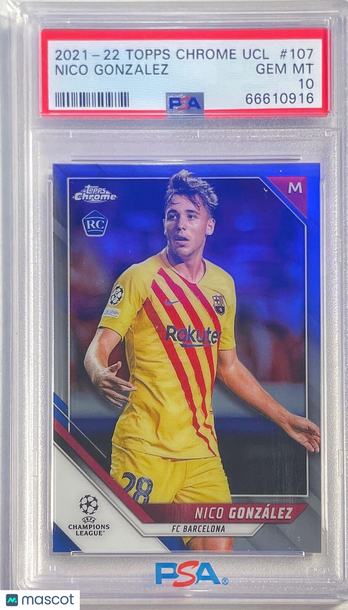 2021 Topps Chrome UEFA Champions League Nico Gonzalez #107 PSA 10