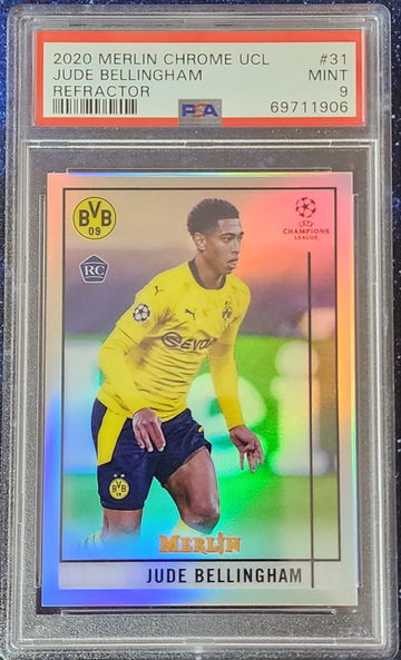 2020 Topps Merlin Chrome UCL Jude Bellingham Refractor PSA Mint 9
