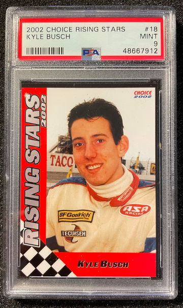 2002 Choice Rising Stars Kyle Busch ROOKIE CARD #18 PSA 9 MINT