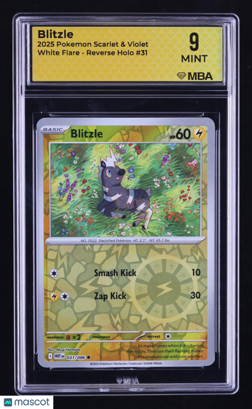 2025 Pokemon Scarlet & Violet White Flare Blitzle Reverse Holo MBA 9 #31