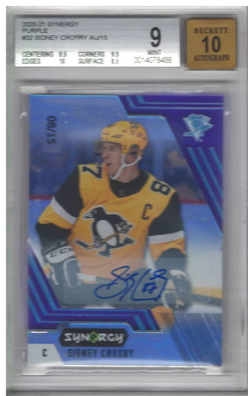 2020-21 Synergy Purple Sidney Crosby Auto #/15 BGS 9/ Auto 10