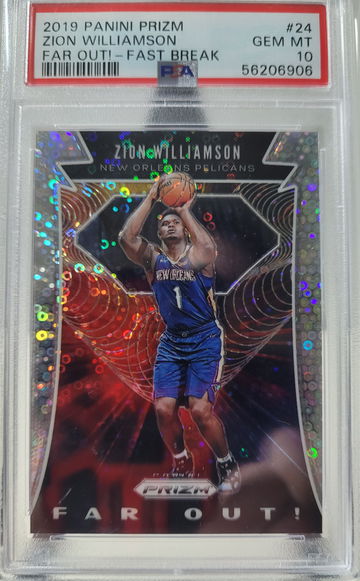 2019-20 Panini Prizm zion williamson #24 far out fastbreak psa 10