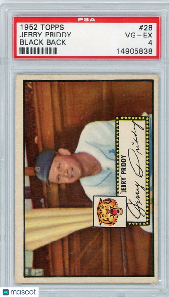1952 Topps Jerry Priddy #28 Black Back PSA 4