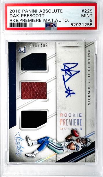 ⭐️ 2016 DAK PRESCOTT ABSOLUTE RPA PATCH AUTO #229 PSA 9 RC🔥📈 