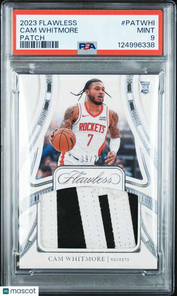 2023 Panini Flawless Patches Cam Whitmore #PATWHI /20 RC PSA 9